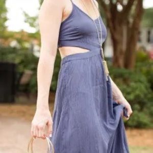 Vneck side cut out aerie blue dress XS